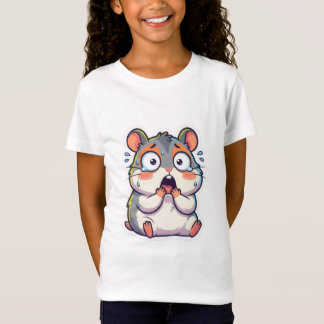 面白いハムスターの緊張・驚きの子供用パロディグッズ Tシャツ
