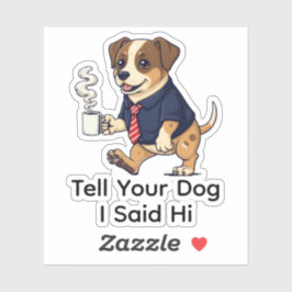面白いハリアー犬のビジネススーツコーヒー シール