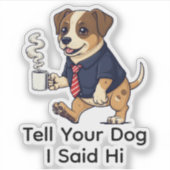 面白いハリアー犬のビジネススーツコーヒー シール (正面)
