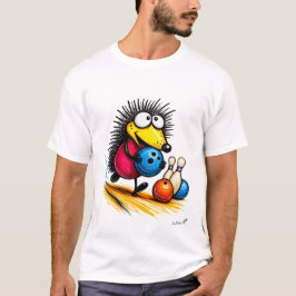 面白いハリネズミのボウリングの漫画Tシャツ Tシャツ