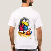 面白いハリネズミのボウリングの漫画Tシャツ Tシャツ (裏面)