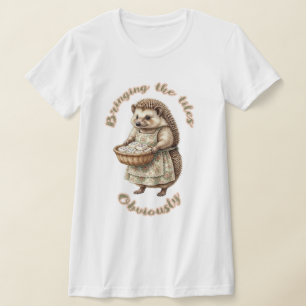 面白いハリネズミの麻雀Tシャツ「タイルを持ってくる」 Tシャツ