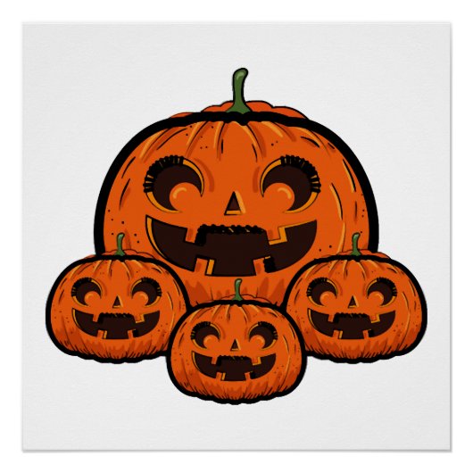 面白いハロウィンのカボチャ、お化けハロウィン ポスター (正面)