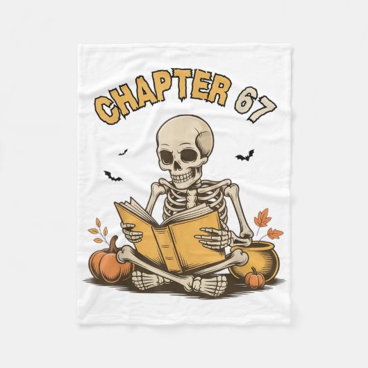 面白いハロウィンのスケルトンが本を読む 67個のミーム _1 フリースブランケット (正面)