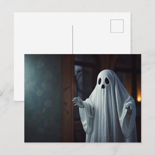 面白いハロウィンの幽霊 ポストカード (正面/裏面)