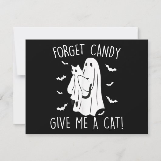 面白いハロウィンの猫の幽霊、忘れたお菓子をくれ、猫をくれ シーズンカード (正面)