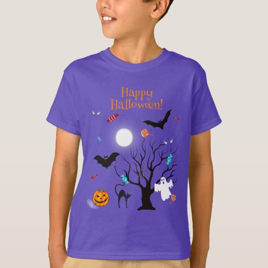 面白いハロウィンの生き物やお菓子 Tシャツ (正面)