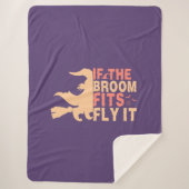 面白いハロウィンもしの箒が飛ぶ シェルパブランケット (正面)