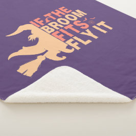 面白いハロウィンもしの箒が飛ぶ シェルパブランケット