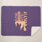 面白いハロウィンもしの箒が飛ぶ シェルパブランケット (正面(横))