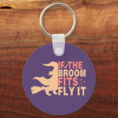 面白いハロウィンもし引用文ブロムがフィットそれを飛ぶ キーホルダー (正面)