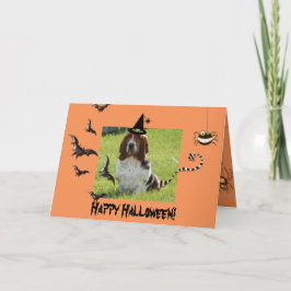 面白いハロウィンカードに可愛いバスセットハウンド カード