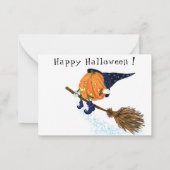 面白いハロウィンカード 魔女と飛ぶかぼちゃ ノートカード (裏面)