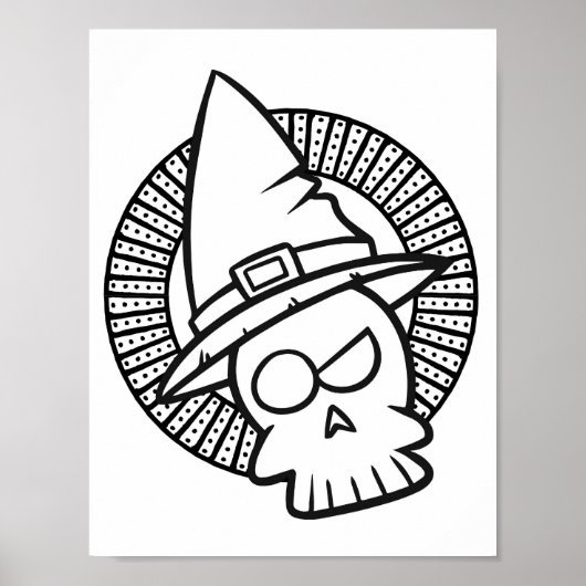 面白いハロウィンシニカルスカルカラーリングページ ポスター (正面)