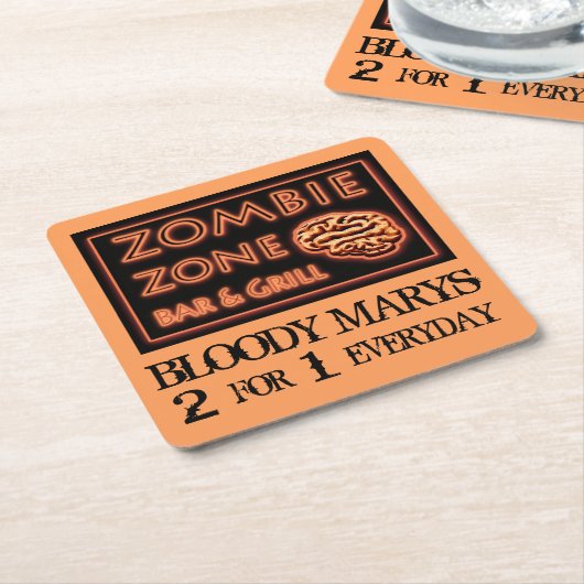 面白いハロウィンゾンビゾーン血マリーズ スクエアペーパーコースター (アングル)