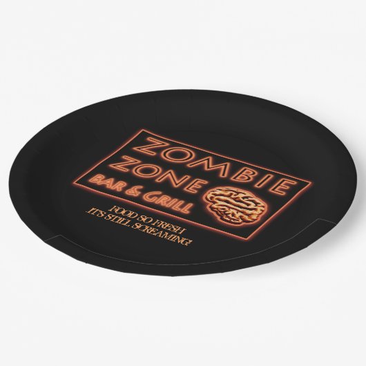 面白いハロウィンゾンビ食品のように新鮮 ペーパープレート (アングル)