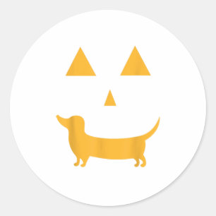 面白いハロウィンドダックスシャント顔 カッコいい ラウンドシール
