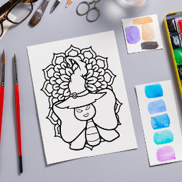 面白いハロウィンバタフライカラーリングページ ポスター