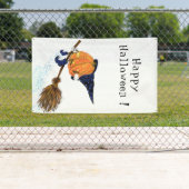 面白いハロウィンバナーウィッチパンプキ飛んでいるン 横断幕 (インサイチュ)