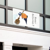 面白いハロウィンバナーウィッチパンプキ飛んでいるン 横断幕 (ビルの外側)