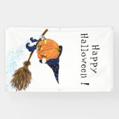 面白いハロウィンバナーウィッチパンプキ飛んでいるン 横断幕 (横)