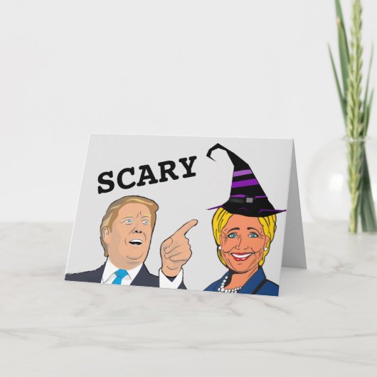 面白いハロウィンヒラリーとトランプのカード カード (正面)