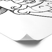 面白いハロウィンモンキーカラーリングページ ポスター (角)