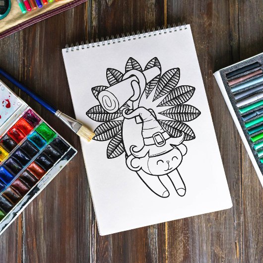 面白いハロウィンモンキーカラーリングページ ポスター