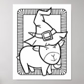 面白いハロウィンヤギの着色ページ ポスター (正面)