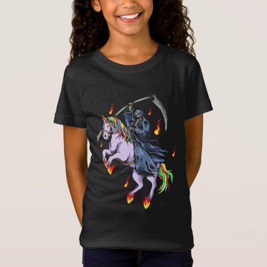 面白いハロウィンリパーライドUnicorn Tシャツ (正面)
