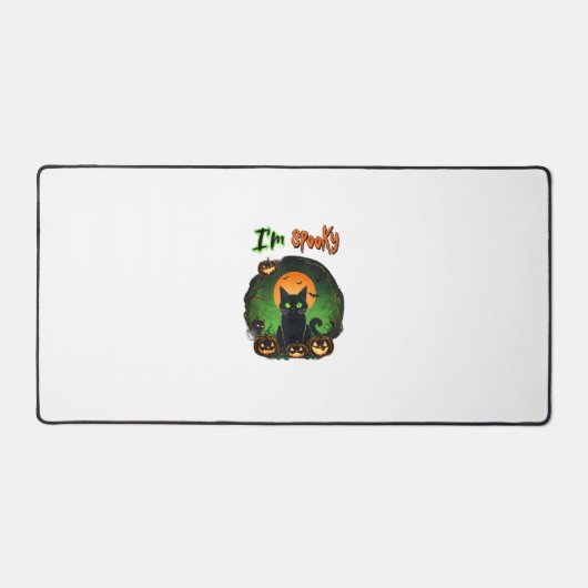 面白いハロウィン不気味ブラックキャットカボチャこうもりスター デスクマット (正面)