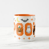 面白いハロウィン不気味時間 ツートーンマグカップ (中央)