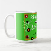 面白いハロウィン予測できなグリーンファミリー名 コーヒーマグカップ (左)