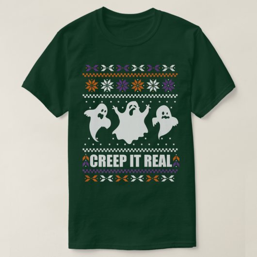 面白いハロウィン実在の醜いクリスマス幽霊をクリープ Tシャツ (デザイン正面)