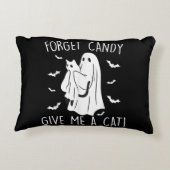 面白いハロウィン忘れ猫幽霊キャンディ与えメ猫 アクセントクッション (裏面)