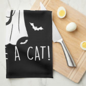 面白いハロウィン忘れ猫幽霊キャンディ与えメ猫 キッチンタオル (四つ折り)