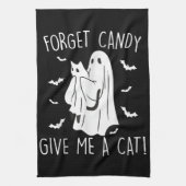 面白いハロウィン忘れ猫幽霊キャンディ与えメ猫 キッチンタオル (縦)