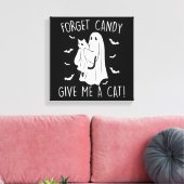 面白いハロウィン忘れ猫幽霊キャンディ与えメ猫 キャンバスプリント (インサイチュ (リビング))
