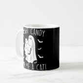 面白いハロウィン忘れ猫幽霊キャンディ与えメ猫 コーヒーマグカップ (正面左)