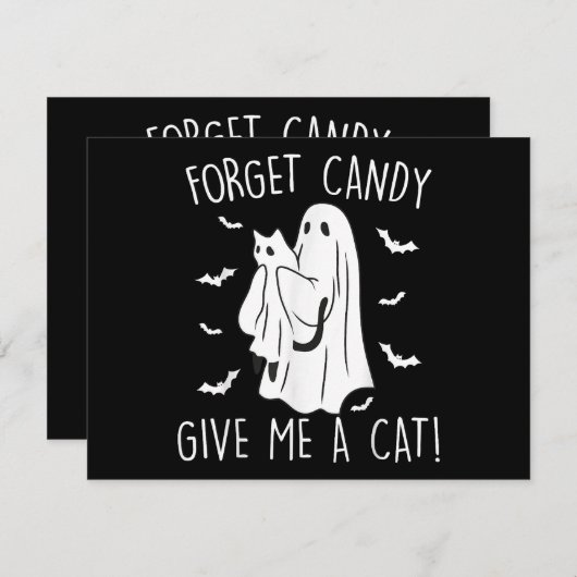 面白いハロウィン忘れ猫幽霊キャンディ与えメ猫 シーズンカード (正面/裏面)
