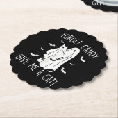 面白いハロウィン忘れ猫幽霊キャンディ与えメ猫 ペーパーコースター (アングル)