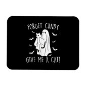 面白いハロウィン忘れ猫幽霊キャンディ与えメ猫 マグネット (横)