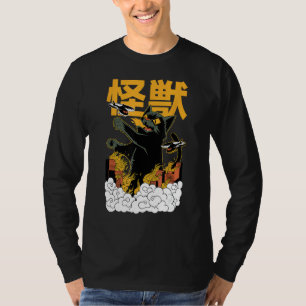 面白いハロウィン日本の- Kaiju Monster Cat Tシャツ