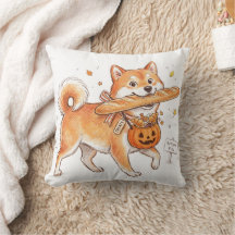 面白いハロウィン柴犬バゲットパン枕