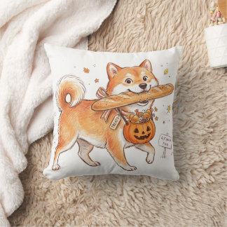 面白いハロウィン柴犬バゲットパン枕 クッション
