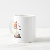 面白いハロウィーンかわいい幽霊飲みアイスコーヒーwom コーヒーマグカップ (正面左)