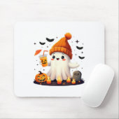 面白いハロウィーンかわいい幽霊飲みアイスコーヒーwom マウスパッド (マウス)