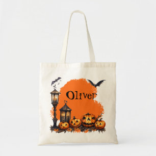 面白いハロウィーンこうもり不気味とカボチャカスタムン トートバッグ