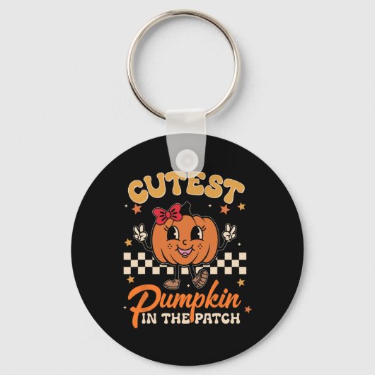 面白いハロウィーンで最高のカボチャ感謝してい キーホルダー (正面)