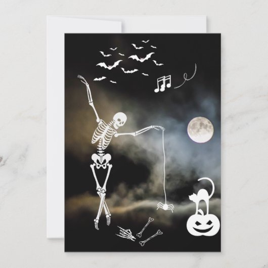面白いハロウィーンのスケルトンパーティーハロウィーン 招待状 (正面)